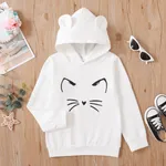 Kid Girl Cat Print Ear Design Solid Hoodie Sweatshirt  image 5