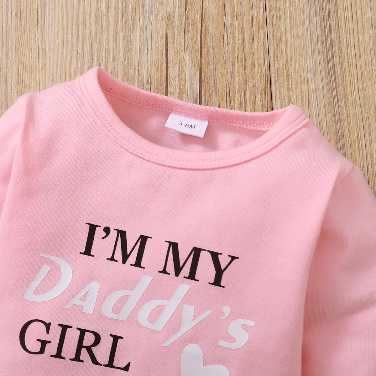 3pcs Baby Girl 95% Cotton Long-sleeve Letter and Floral Print Set Pink big image 1