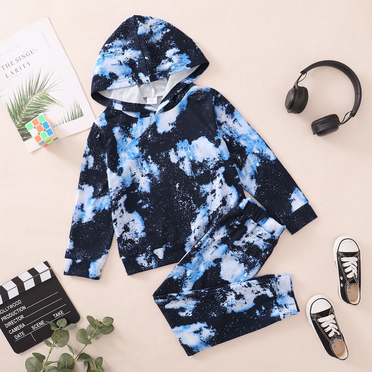 

2-piece Kid Boy Tie Dye Hoodie Sweatshirt and Pants Casual Set