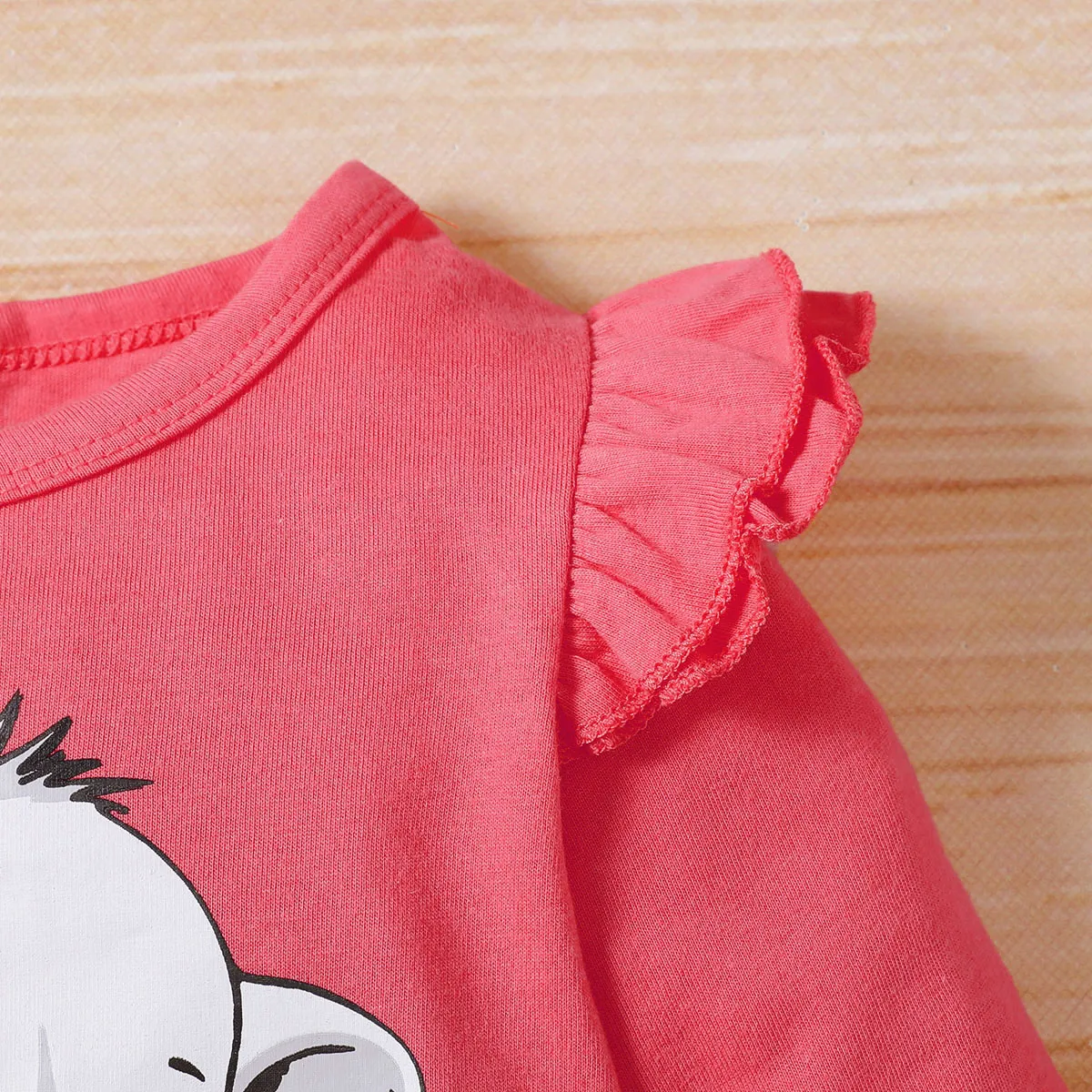 3pcs Baby Girl 95% Cotton Long-sleeve Cartoon Elephant Print T-shirt and Allover Print Pants with Headband Set Pink image 5