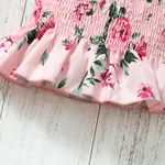 2pcs Baby Girl Allover Floral Print Shirred Cami Top and Bow Front Shorts Set  image 5