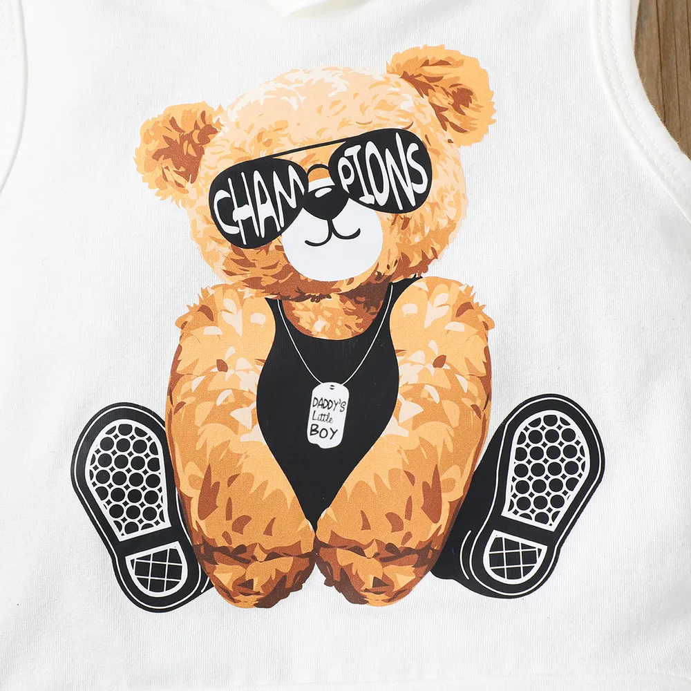 2 pezzi Neonato Ragazzo Foro Orso Infantile Senza maniche Set neonato big image 2