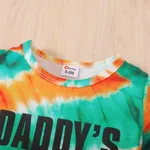 2pcs Baby Boy Letter Print Tie Dye Short-sleeve Tee and 100% Cotton Solid Shorts Set  image 3