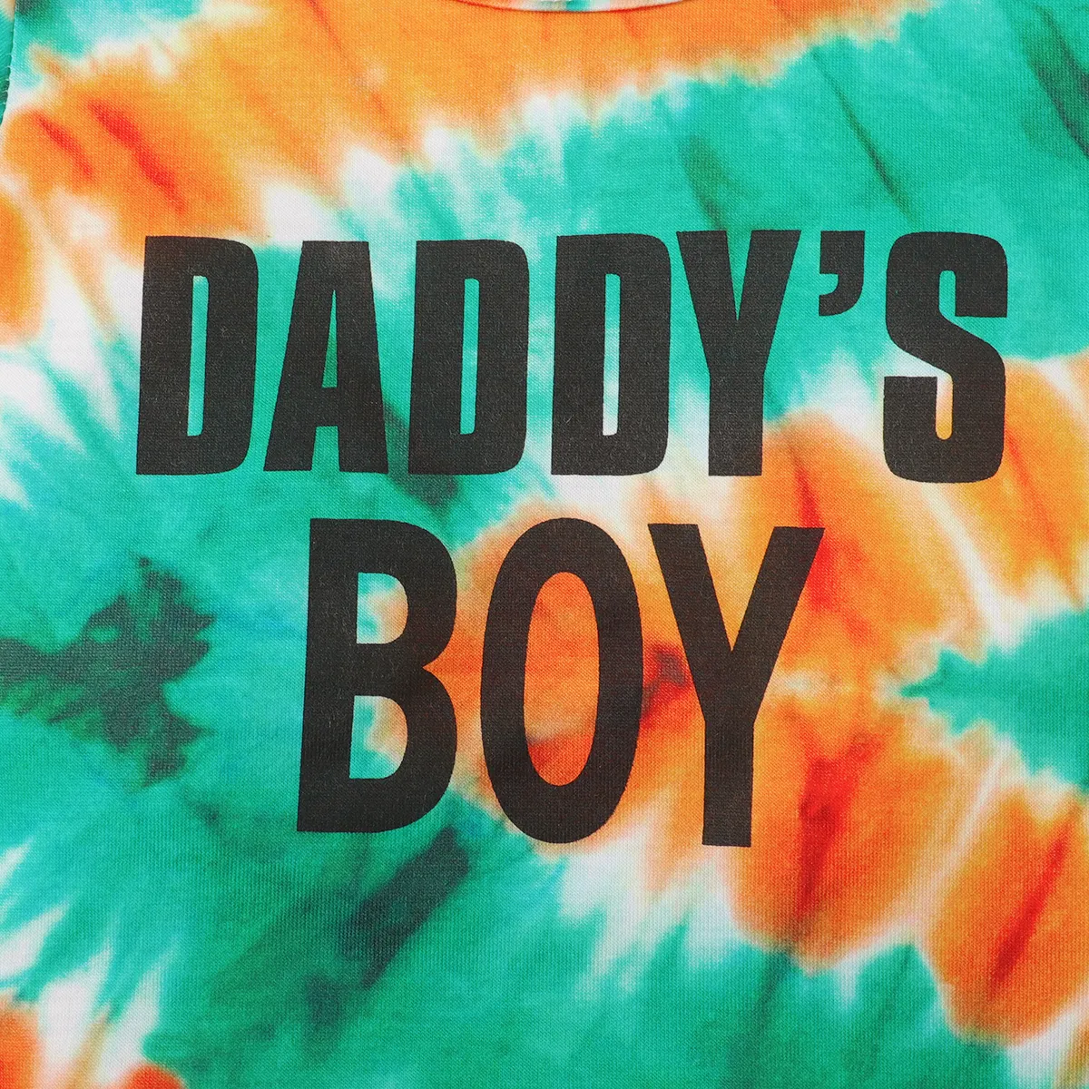 2pcs Baby Boy Letter Print Tie Dye Short-sleeve Tee and 100% Cotton Solid Shorts Set  image 4