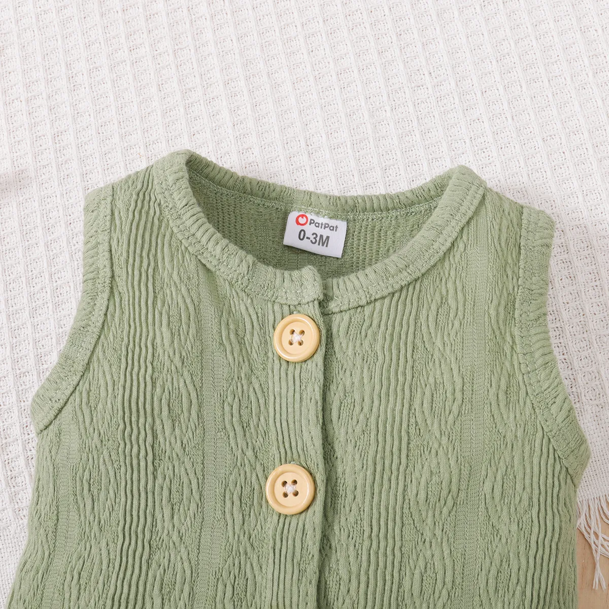 Baby Girl/Boy 95% Cotton Solid Button Up Tank Jumpsuit Mint Green image 4