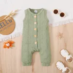 Baby Girl/Boy 95% Cotton Solid Button Up Tank Jumpsuit Mint Green