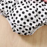 2pcs Baby Girl 100% Cotton Bow Decor Ruffled Solid Sleeveless Top and 100% Cotton Polka Dots Print Ruffled Suspender Shorts Set  image 5