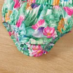 2pcs Baby Girl Bow Decor Slip Top and Allover Cactus Flower Print Shorts Set  image 4
