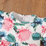 2pcs Baby Girl Allover Floral Print Short-sleeve Top and Ripped Denim Shorts Set  image 2