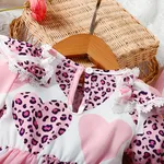 Baby Girl Leopard Heart Print Bow Front Puff-sleeve Dress   image 6