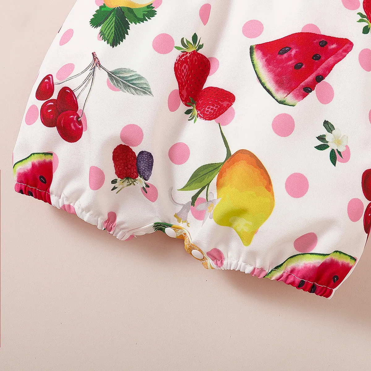 Baby Girl Allover Fruit Polka Dots Print Ruffle Romper   image 4