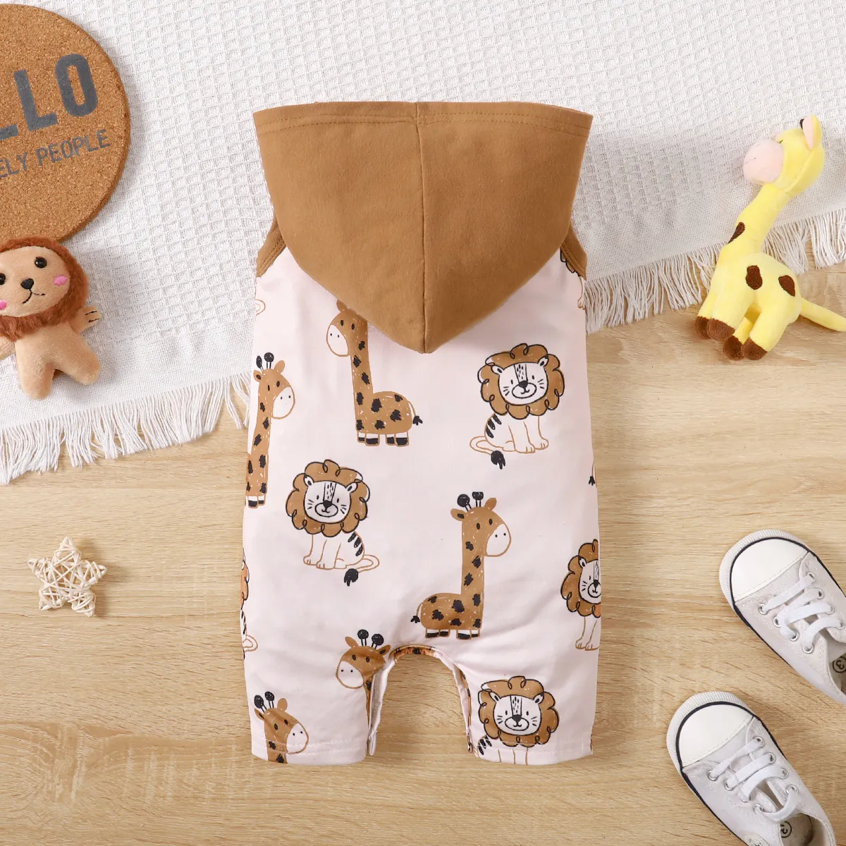 Baby Boy Front Buttons Allover Lions Print Sleeveless Hooded Romper   image 6