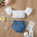2件 嬰兒 女 鏤空 甜美 短袖 嬰兒套裝  image 5