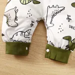 Baby Boy Buttons Front Dinosaur Pattern Long-sleeve Hooded Jumpsuit   image 5