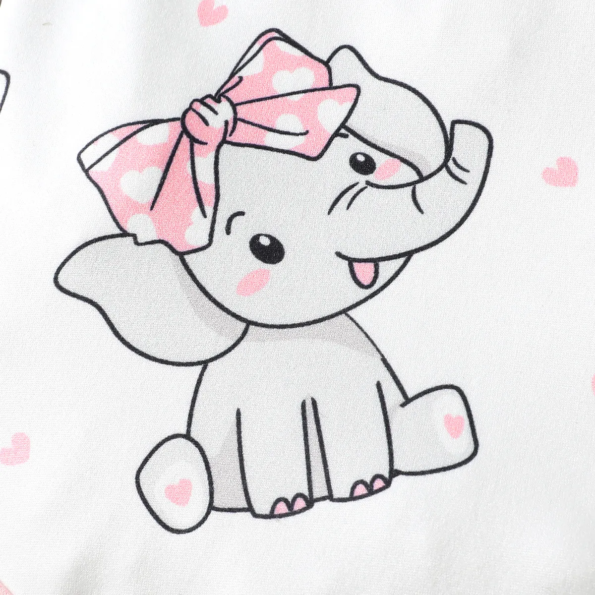 3pcs Baby Girl Elephant Print Ruffled Long-sleeve Bodysuit & Bow Decor Flared Pants & Headband Set   image 6