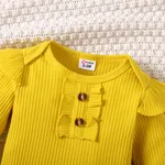 3pcs Baby Girl Sweet Little Daisy with Ruffle Edge Long SLeeve Set Yellow image 2