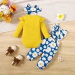 3pcs Baby Girl Sweet Little Daisy with Ruffle Edge Long SLeeve Set Yellow image 6
