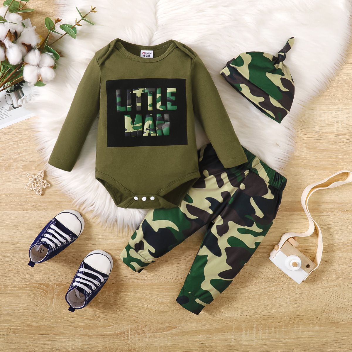 

3pcs Baby Boy Casual Camouflage Long Sleeve Set
