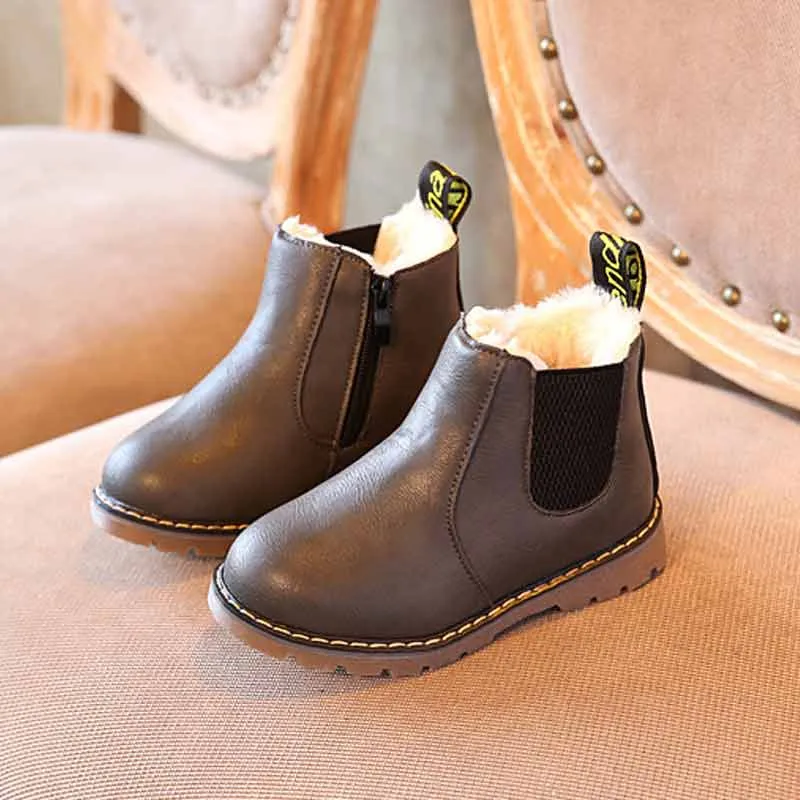 Toddler Girl Stylish Zipper and Mesh Design Solid Fleece-lining Boots big image 4