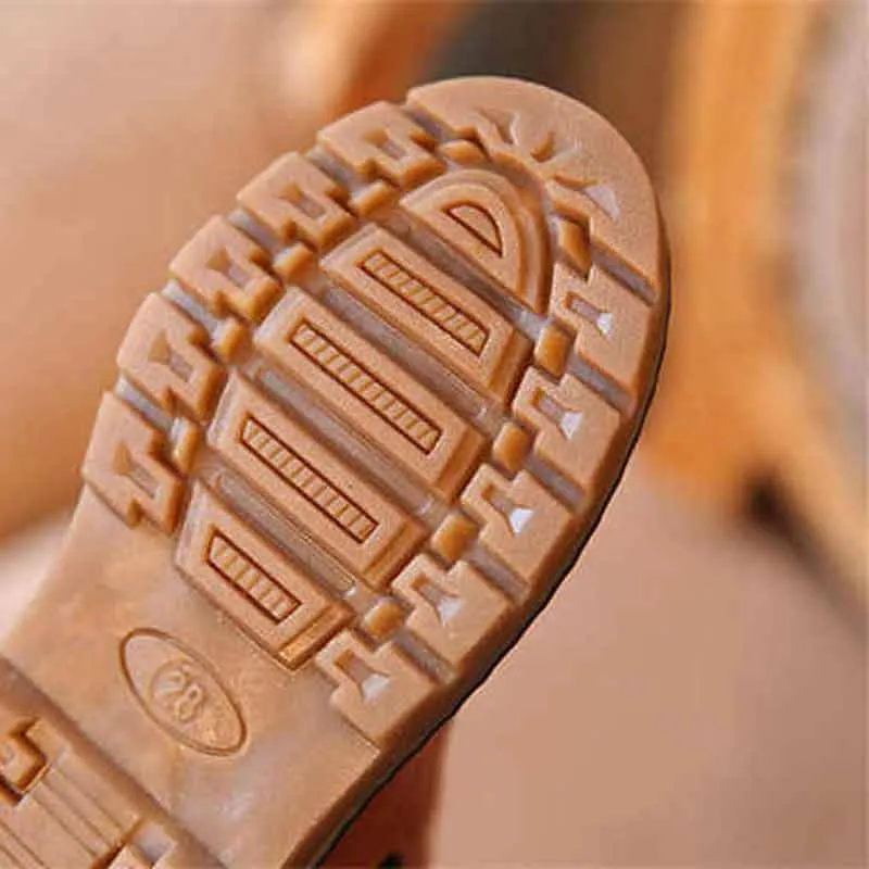Botas de zíper e design de malha sólidas para meninas com forro de lã Cor de Caqui big image 1