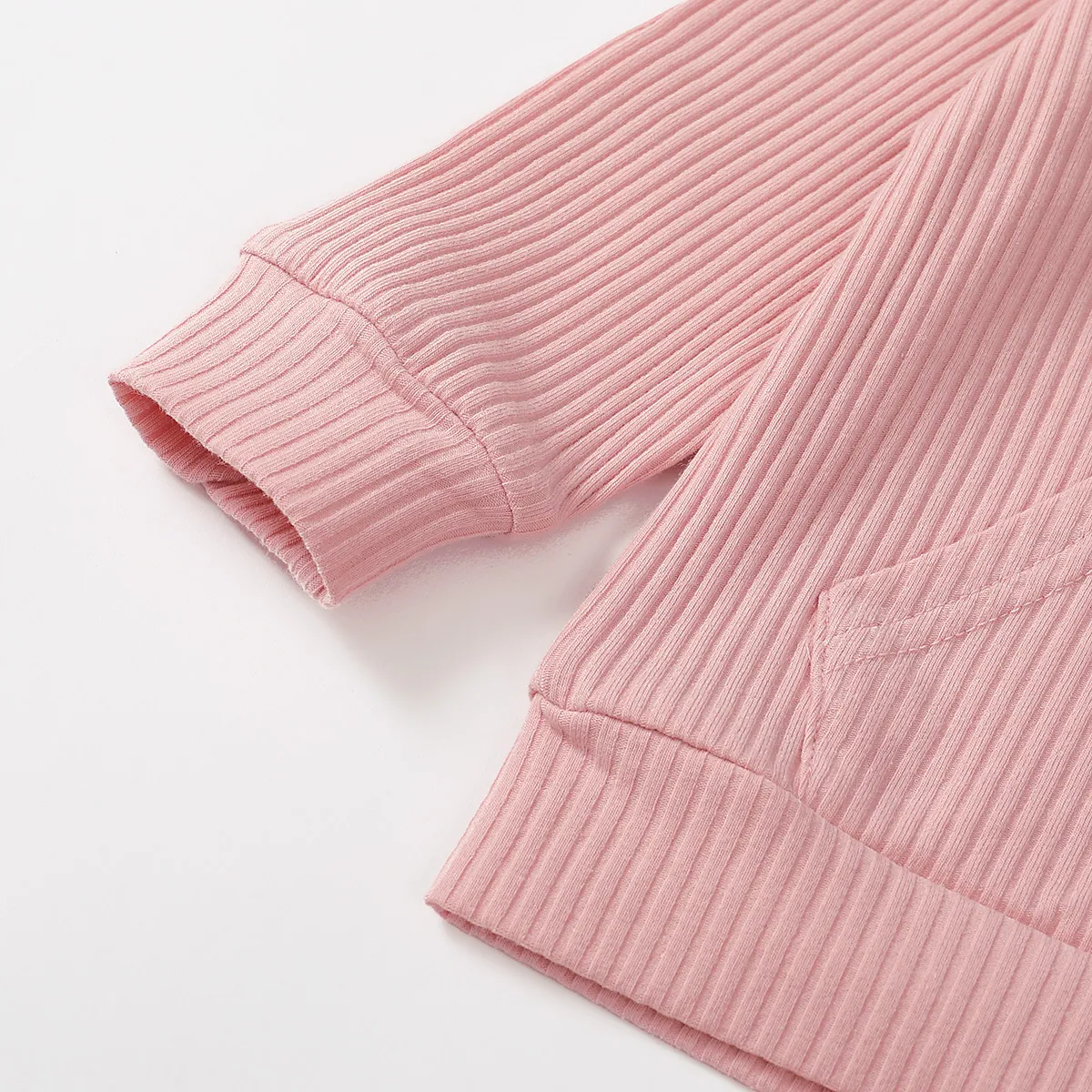 2pcs Baby Boy/Girl 95% Cotton Ribbed Long-sleeve Hoodie and Pants Set Pink big image 1