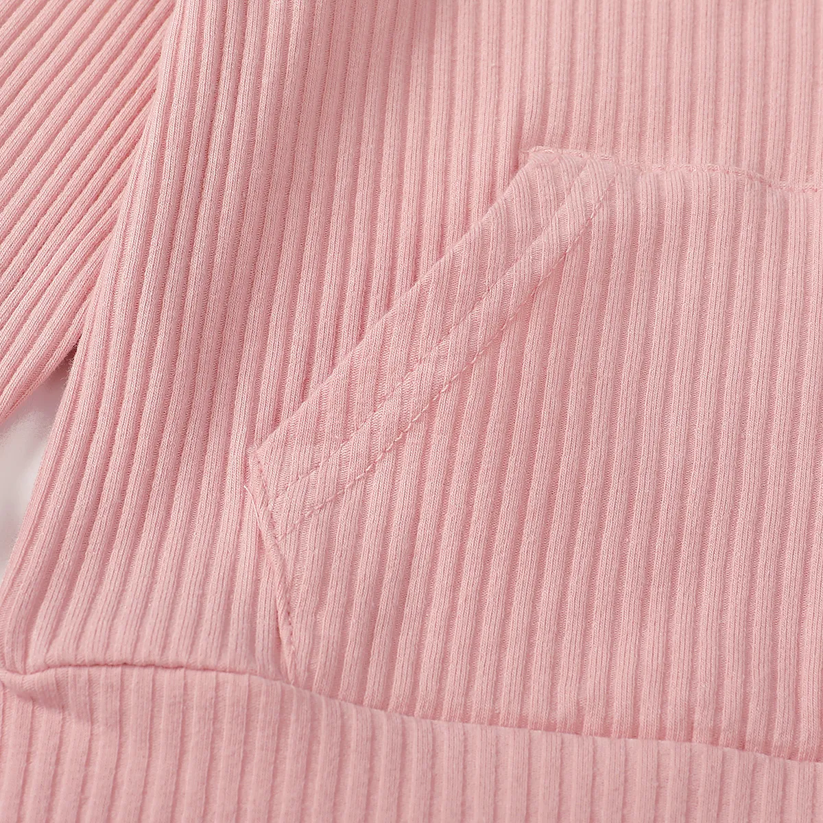 2pcs Baby Boy/Girl 95% Cotton Ribbed Long-sleeve Hoodie and Pants Set Pink big image 1