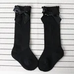 calcetines de decoración de lazo sólido dulce para bebé y niña pequeña Negro