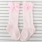Sweet Solid Bow Decor Socks for Baby and Toddler Girl Pink