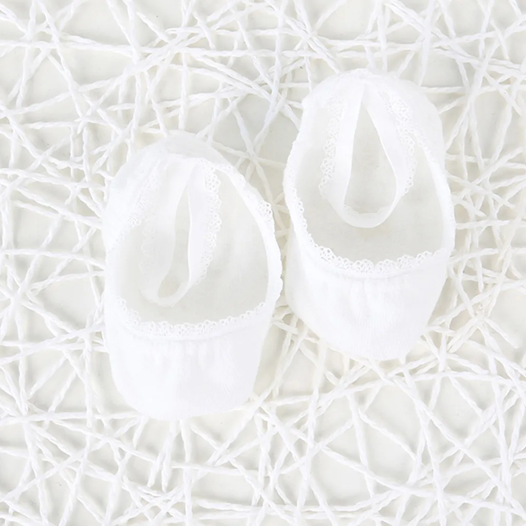嬰兒/幼兒時尚實心蕾絲裝飾襪子 白色 big image 1
