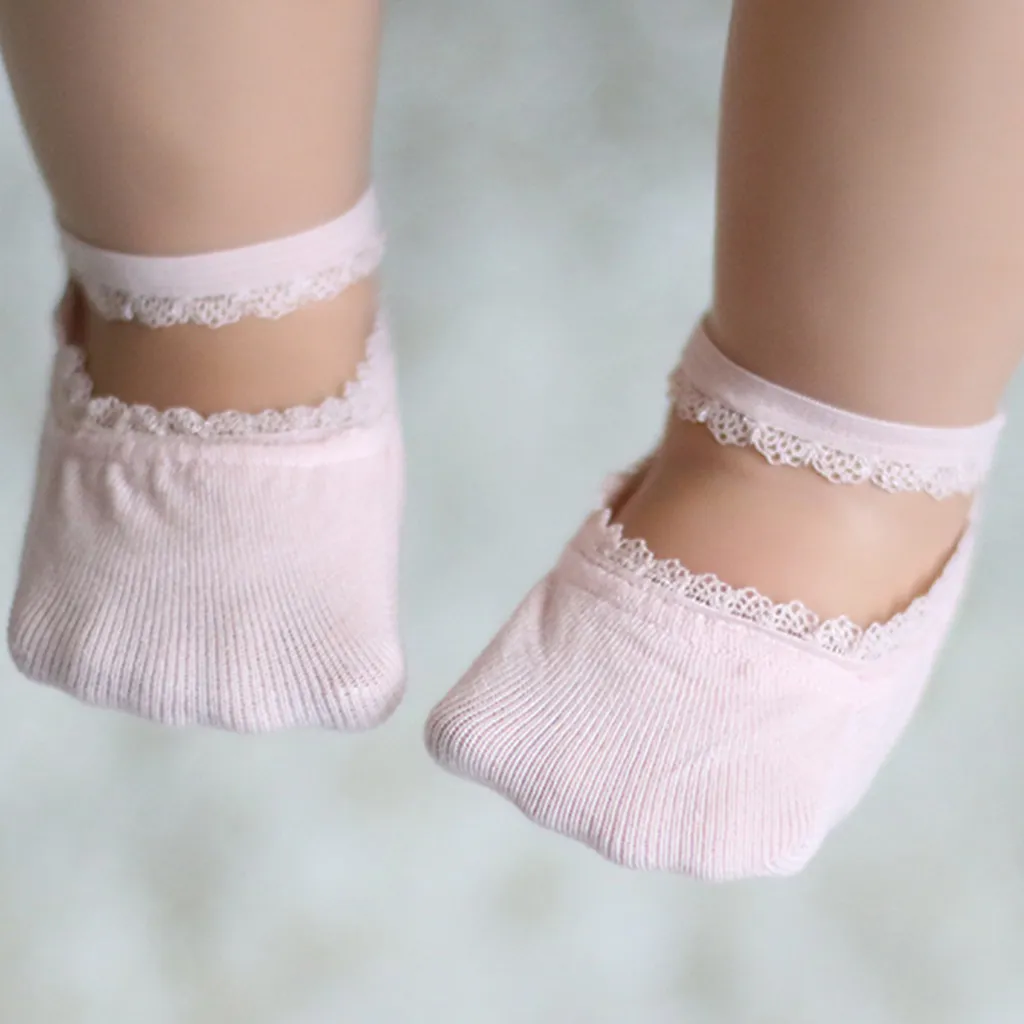 Baby / Toddler Stylish Solid Lace Trim Socks Pink