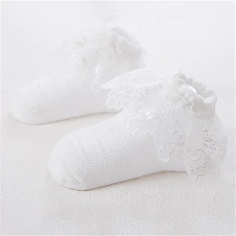 Chaussettes en maille floral pour bébé fille Blanc big image 1