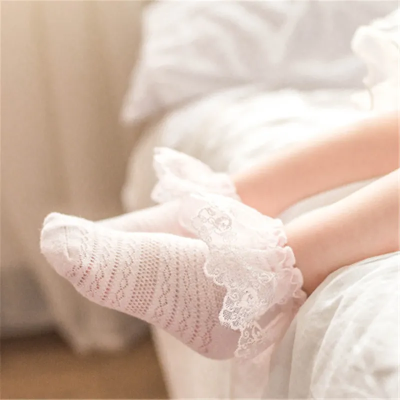 Baby Girl Lace Ruffle Socks Pink big image 1