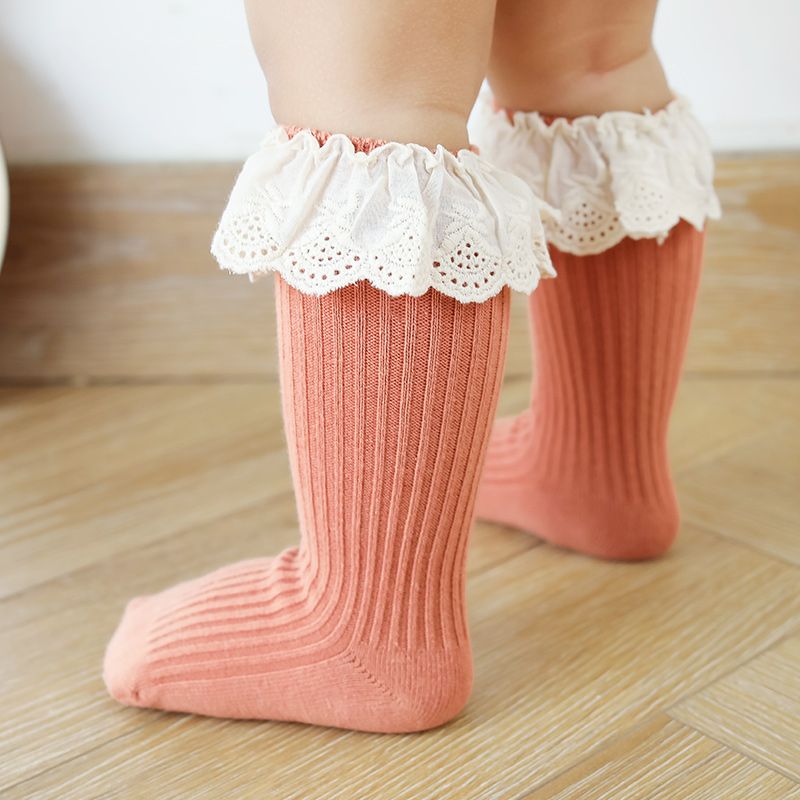 Chaussettes Intermédiaires Antidérapantes à Volants En Dentelle Bébé / Tout-petit