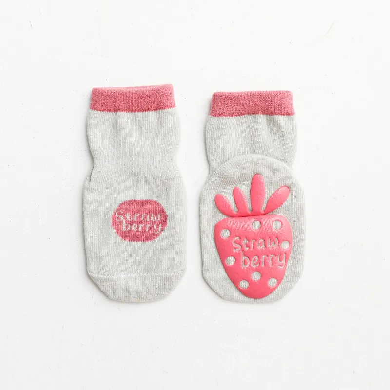 Baby Colorblock Fruit Antiskid Socks Light Grey big image 1