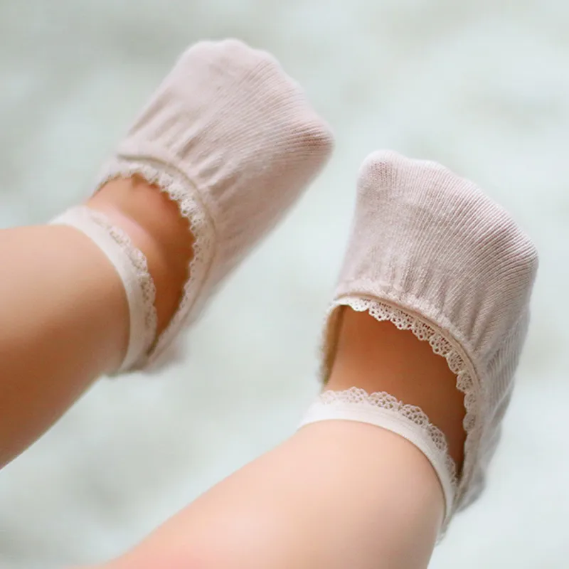 Baby / Toddler Stylish Solid Lace Trim Socks Beige