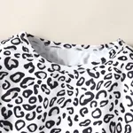 2-piece Toddler Girl Leopard Print Flutter Long-sleeve Top and Heart Pattern Pants Set Black image 3