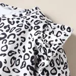 2-piece Toddler Girl Leopard Print Flutter Long-sleeve Top and Heart Pattern Pants Set Black image 4
