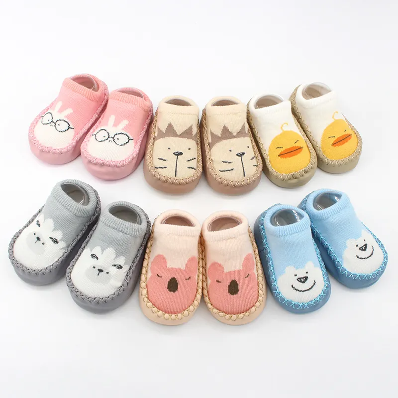 Baby Animal Print Antiskid Shoe Socks Grey big image 1