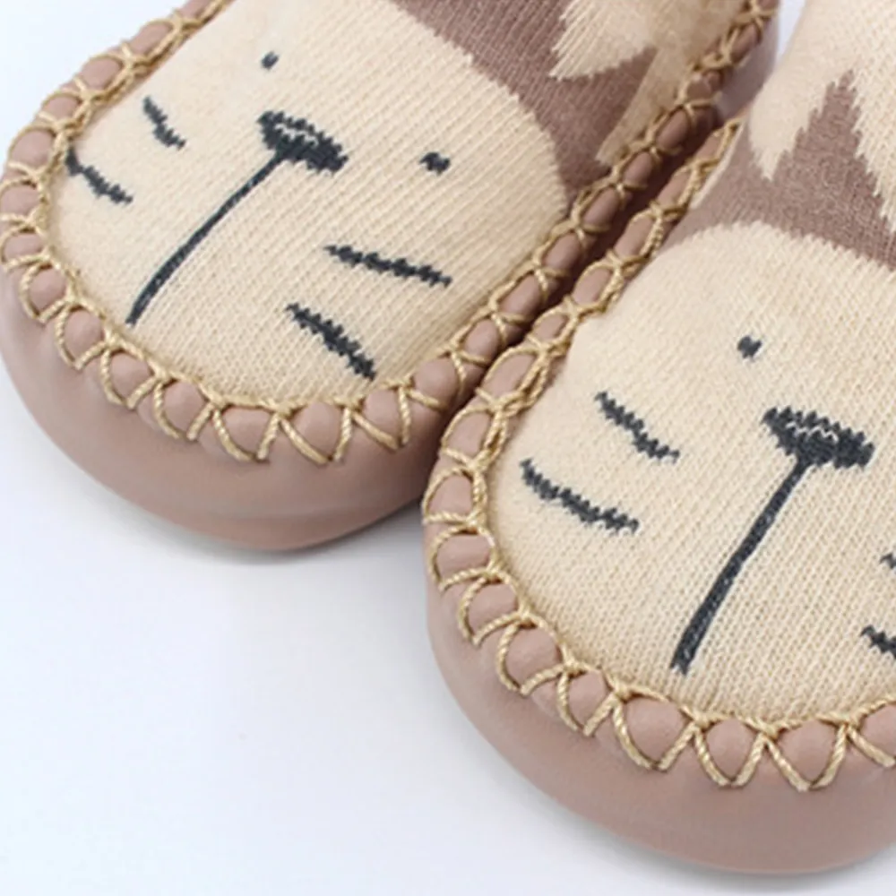 Baby Animal Print Antiskid Shoe Socks Brown big image 1