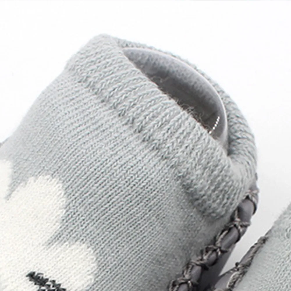 Baby Animal Print Antiskid Shoe Socks Grey big image 1