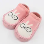 Baby Animal Print Antiskid Shoe Socks Dark Pink