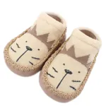 Rutschfeste Schuhsocken mit Baby Animal-Print braun