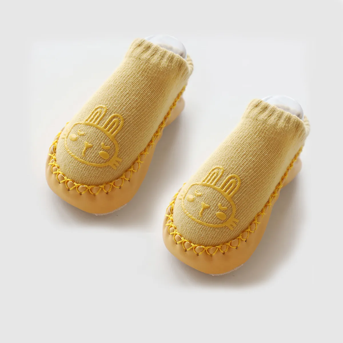 Rutschfeste Socken mit stilvollem Cartoon-Dekor für Babys gelb big image 1