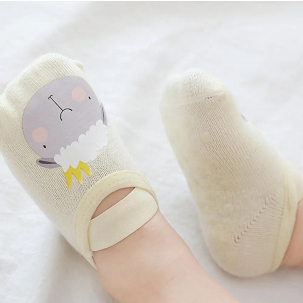 Baby / Toddler Fashionable Cartoon Animal Print Floor Socks Pale Yellow