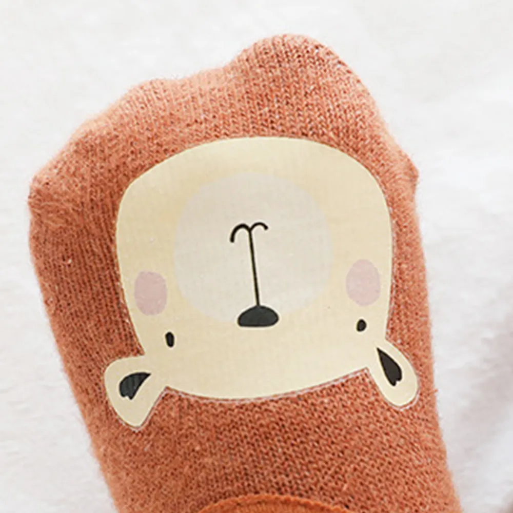bebé / calcetines del piso estampado animal de moda de dibujos animados niño Marrón big image 1