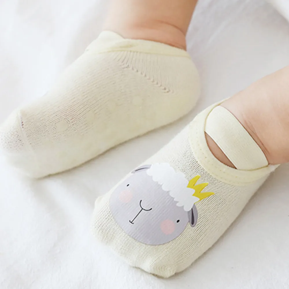 Bébé / Toddler Fashionable Cartoon Animal Print Floor Socks Jaune Pâle big image 1