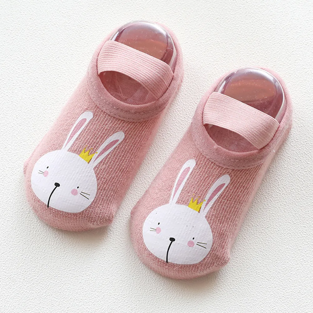 嬰兒/幼兒時尚卡通動物印花地板襪 粉色 big image 1