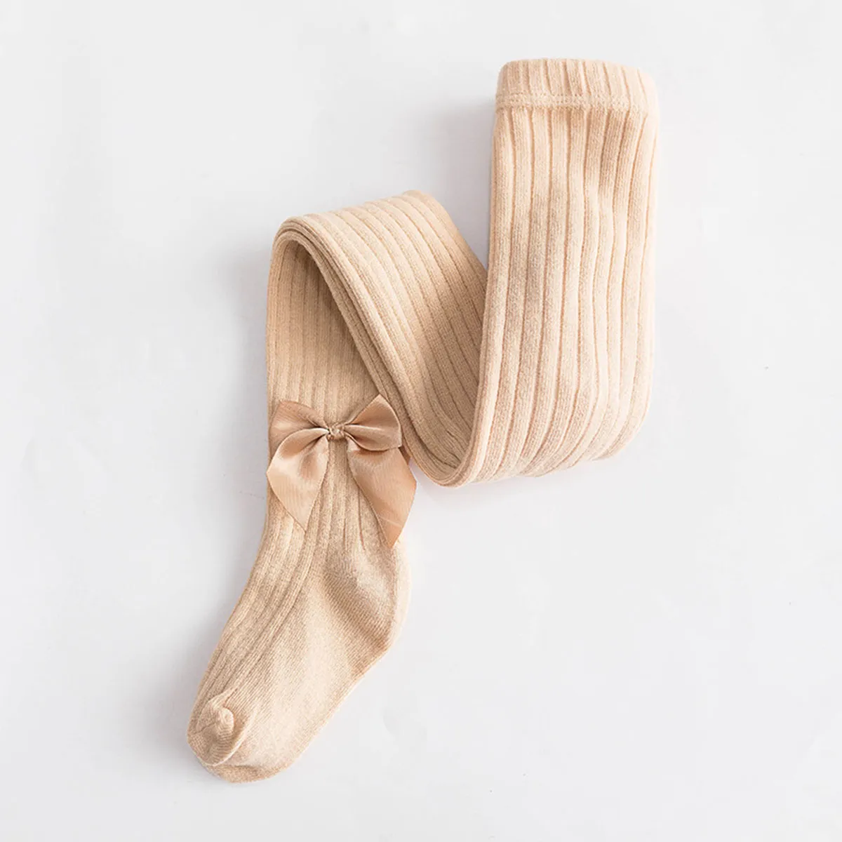 Toddler / Kid Girl Bowknot Stretchy  Solid Dancing Leggings Champagne