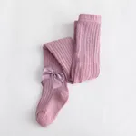 Leggings de baile sólidos elásticos con lazo para niño pequeño/niña Púrpura