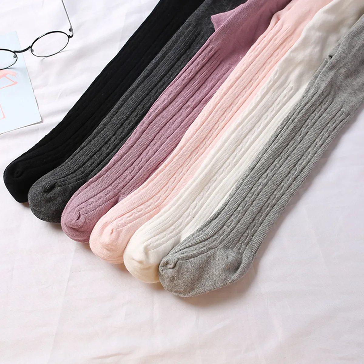 Baby / Toddler Girl Casual Solid Knitted Warm Pantyhose Dark Grey big image 1